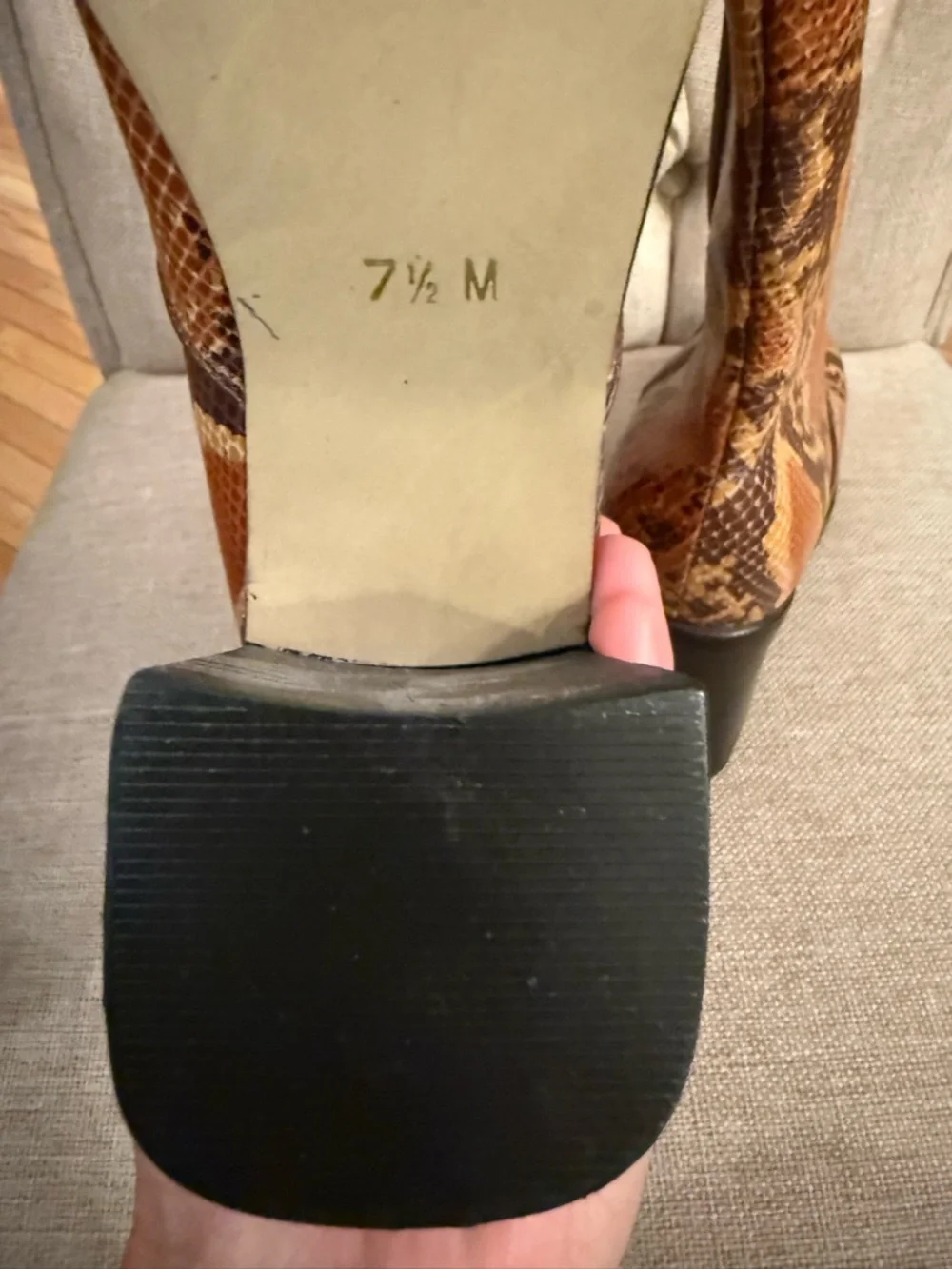VTG Durango Boots - Brown Exterior Snakeskin Print Leather Platforms